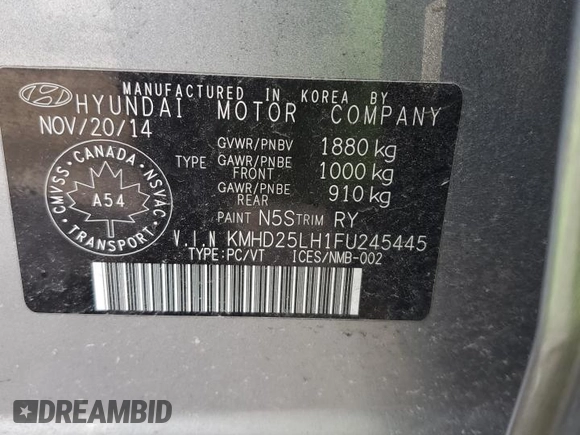 2015 Hyundai Elantra GT GL with VIN KMHD25LH1FU245445, listed as a Copart auction lot 42295685 with 203,196 mi miles and Salvage Title. Bid and sale history available at carsss.com. Image 13.