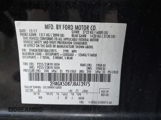 2018 Ford Flex Limited with VIN 2FMGK5D87JBA13975, listed as a IAAI auction lot 42027978 with 108,350 mi miles. Bid and sale history available at carsss.com. Image 9.