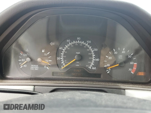 1997 Mercedes-Benz E-Class with VIN WDBJF72F7VA245827, listed as a Copart auction lot 56963154 with 63,162 mi miles and Clean Title. Bid and sale history available at carsss.com. Image 9.