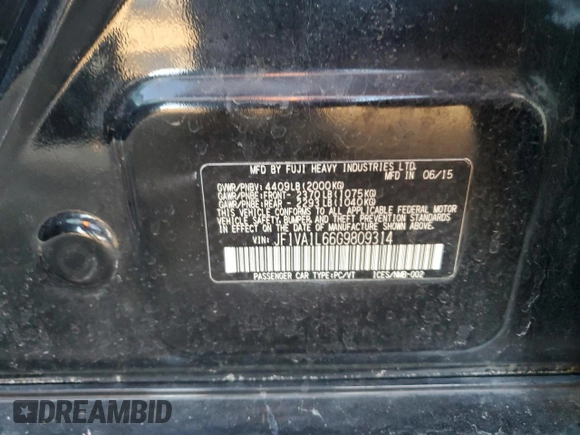 2016 Subaru WRX Limited with VIN JF1VA1L66G9809314, listed as a Copart auction lot 42915195 with 122,068 mi miles and Salvage Title. Bid and sale history available at carsss.com. Image 12.