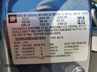 2010 Chevrolet HHR LS with VIN 3GNBAADB3AS610421, listed as a Copart auction lot 57535245 with 137,804 mi miles and Salvage title. Bid and sale history available at DreamBid. Image 12.