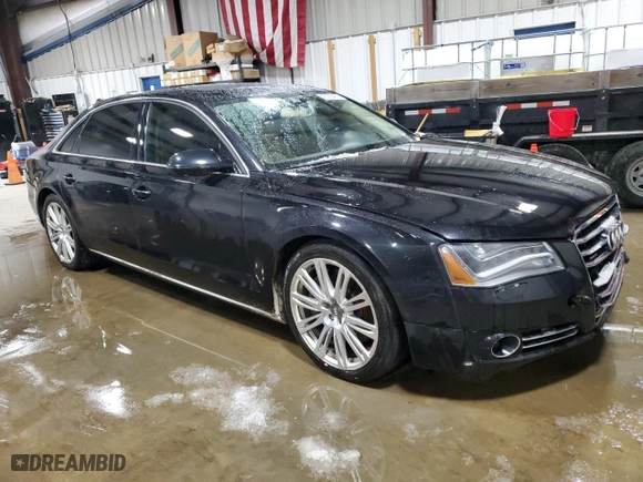 2014 Audi A8 L 4.0T with VIN WAUR2AFD2EN002700, listed as a Copart auction lot 45906485 with 149,935 mi miles and Salvage Title. Bid and sale history available at carsss.com. Image 4.