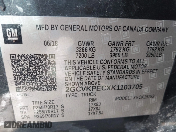2019 Chevrolet Silverado 1500 LT with VIN 2GCVKPECXK1103705, listed as a IAAI auction lot 42003586 with 135,604 mi miles and . Bid and sale history available at DreamBid. Image 9.