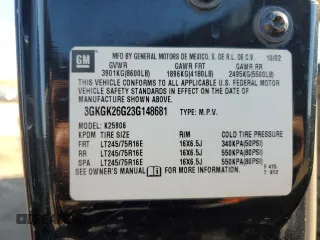 2003 GMC Yukon XL SLT with VIN 3GKGK26G23G148681, listed as a Copart auction lot 74308294 with 272,028 mi miles and Salvage Title. Bid and sale history available at carsss.com. Image 15.