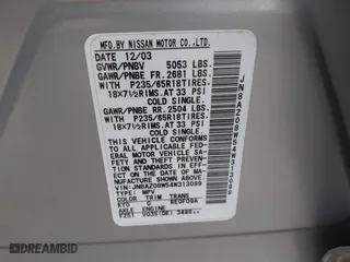 2004 Nissan Murano SE with VIN JN8AZ08W54W313099, listed as a IAAI auction lot 41502593 with 174,063 mi miles. Bid and sale history available at carsss.com. Image 9.