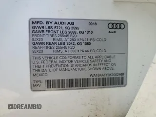 2019 Audi SQ5 Premium Plus with VIN WA1B4AFY8K2002466, listed as a Copart auction lot 86432854 with 41,572 mi miles and Salvage Title. Bid and sale history available at carsss.com. Image 14.