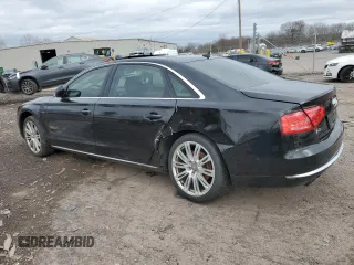2014 Audi A8 3.0T z VIN WAURGAFD1EN003340, wystawiony jako Copart lot #47531465 z przebiegiem Nie podano mil oraz Szkoda całkowita • Salvage title. Historia ofert i sprzedaży dostępna na DreamBid. Obrazek 2.