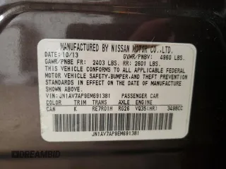 2014 Infiniti Q50 Hybrid Sport with VIN JN1AV7AP9EM691381, listed as a Copart auction lot 48212025 with 117,033 mi miles and Clean Title. Bid and sale history available at carsss.com. Image 12.