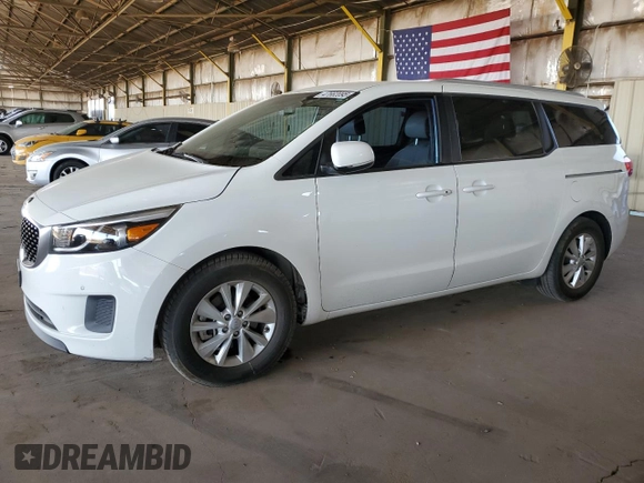 2016 Kia Sedona LX with VIN KNDMB5C18G6209457, listed as a Copart auction lot 47662095 with 67,274 mi miles and Salvage Title. Bid and sale history available at carsss.com. Image 1.