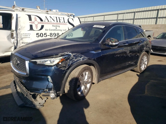 2020 Infiniti QX50 AUTOGRAPH with VIN 3PCAJ5M14LF101422, listed as a Copart auction lot 44349415 with 61,492 mi miles and Salvage Title. Bid and sale history available at carsss.com. Image 1.