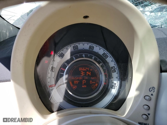 2013 FIAT 500 Pop with VIN 3C3CFFDR2DT660688, listed as a Copart auction lot 72628414 with 86624 miles and Salvage Title. Bid and sale history available at carsss.com. Image 9.