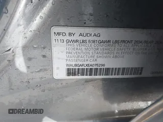2014 Audi S4 Premium Plus with VIN WAUBGAFLXEA075296, listed as a IAAI auction lot 41527234 with 113,191 mi miles. Bid and sale history available at carsss.com. Image 9.