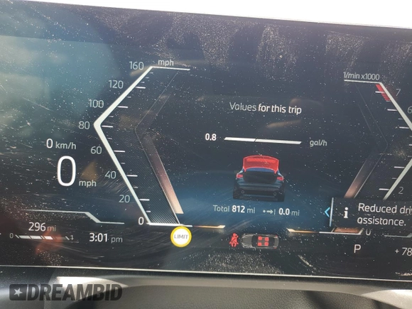 2025 BMW 4 Series 430i with VIN WBA43DA07SCU37586, listed as a Copart auction lot 52437105 with 812 mi miles and Salvage title. Bid and sale history available at DreamBid. Image 9.