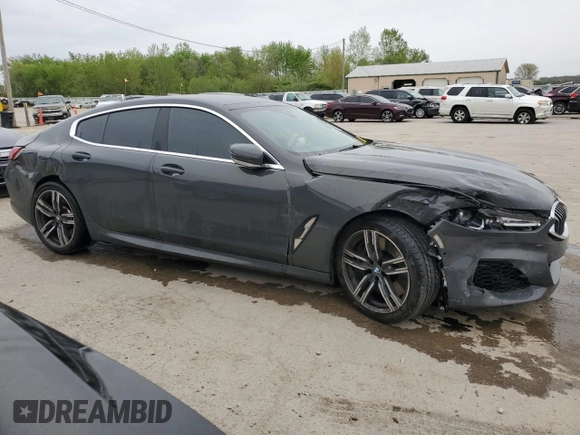 2021 BMW 8 Series M850i with VIN WBAGV8C04MCE93308, listed as a Copart auction lot 55030895 with 37,762 mi miles and Salvage title. Bid and sale history available at DreamBid. Image 4.