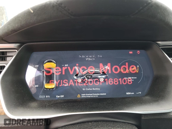 2016 Tesla Model S 90D with VIN 5YJSA1E20GF168108, listed as a Copart auction lot 55589615 with 138,295 mi miles and Salvage Title. Bid and sale history available at DreamBid. Image 9.