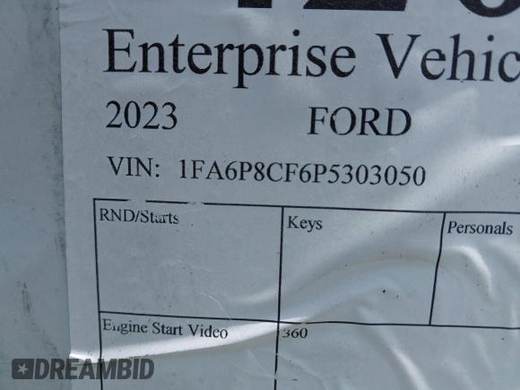 2023 Ford Mustang GT with VIN 1FA6P8CF6P5303050, listed as a IAAI auction lot 42057494 with Not Provided miles and . Bid and sale history available at carsss.com. Image 9.
