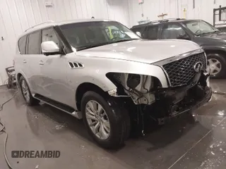 2017 Infiniti QX80 with VIN JN8AZ2NE1H9161155, listed as a IAAI auction lot 41685510 with 113,208 mi miles. Bid and sale history available at carsss.com. Image 1.