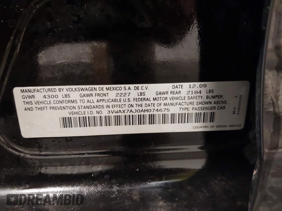 2010 Volkswagen Jetta Limited Edition с VIN 3VWAX7AJ0AM074675, выставлен на аукционе IAAI как лот 41962596 с пробегом 101 465 миль миль и . История ставок и продаж доступна на DreamBid. Изображение 9.