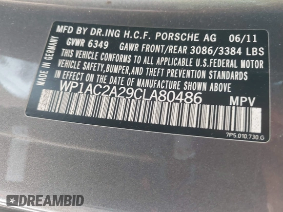 2012 Porsche Cayenne Turbo с VIN WP1AC2A29CLA80486, выставлен на аукционе IAAI как лот 42324263 с пробегом 106 588 миль миль и . История ставок и продаж доступна на DreamBid. Изображение 9.