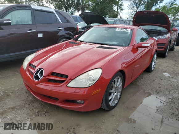 2005 Mercedes-Benz SLK-Class with VIN WDBWK56F25F037759, listed as a Copart auction lot 73994784 with 79,293 mi miles and Non Repairable. Bid and sale history available at carsss.com. Image 1.