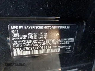 2017 BMW 5 Series 540i with VIN WBAJE5C3XHG916144, listed as a Copart auction lot 47305575 with 72,483 mi miles and Salvage Title. Bid and sale history available at carsss.com. Image 12.