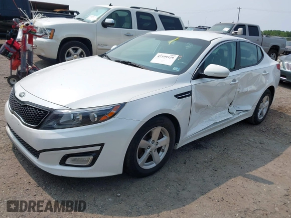 2015 Kia Optima LX z VIN KNAGM4A72F5627037, wystawiony jako IAAI lot #42399339 z przebiegiem 149 612 mil mil oraz . Historia ofert i sprzedaży dostępna na DreamBid. Obrazek 2.