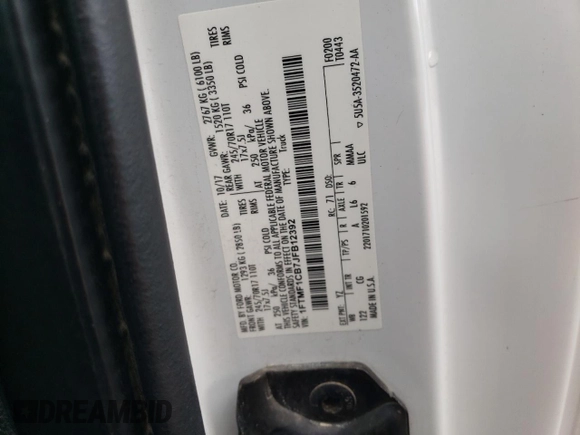 2018 Ford F-150 XL with VIN 1FTMF1CB7JFB12392, listed as a Copart auction lot 49293455 with 172,919 mi miles and Salvage Title. Bid and sale history available at carsss.com. Image 12.