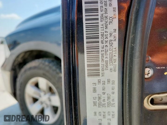 2018 Ram 1500 SLT with VIN 1C6RR6GG9JS114370, listed as a Copart auction lot 59594625 with 169,507 mi miles and Salvage title. Bid and sale history available at DreamBid. Image 13.