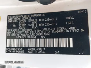 2017 Lexus NX 200t with VIN JTJYARBZ7H2051654, listed as a IAAI auction lot 41890267 with 74,032 mi miles and . Bid and sale history available at DreamBid. Image 9.