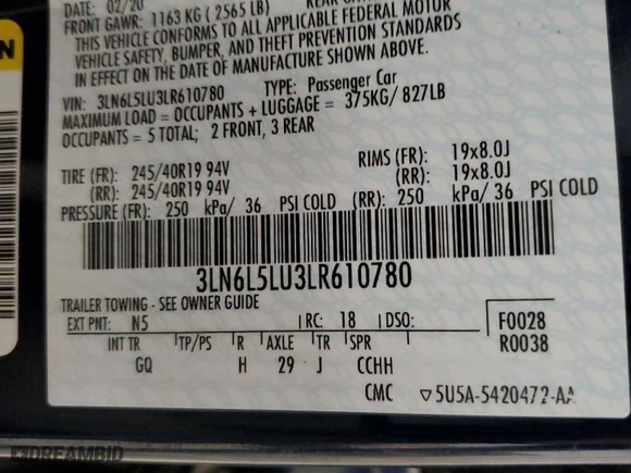 2020 Lincoln MKZ Hybrid Reserve with VIN 3LN6L5LU3LR610780, listed as a Copart auction lot 77013874 with 64,345 mi miles and Salvage Title. Bid and sale history available at carsss.com. Image 13.