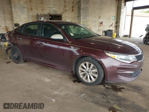 2016 Kia Optima LX with VIN 5XXGT4L32GG021055, listed as a IAAI auction lot 42424285 with 285,318 mi miles and . Bid and sale history available at DreamBid. Image 1.