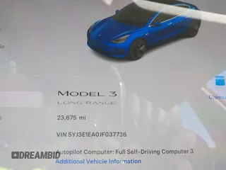 2018 Tesla Model 3 Long Range Battery with VIN 5YJ3E1EA0JF037736, listed as a IAAI auction lot 41423506 with 23,675 mi miles and . Bid and sale history available at DreamBid. Image 7.