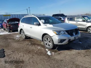 2018 Nissan Pathfinder SL z VIN 5N1DR2MM4JC653488, wystawiony jako IAAI lot #41407325 z przebiegiem 90 529 mil mil oraz . Historia ofert i sprzedaży dostępna na DreamBid. Obrazek 1.