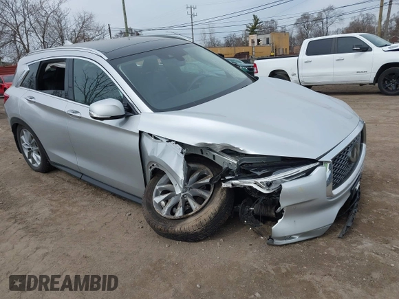 2019 Infiniti QX50 Essential with VIN 3PCAJ5M37KF143597, listed as a IAAI auction lot 41827890 with 39,975 mi miles and . Bid and sale history available at DreamBid. Image 1.