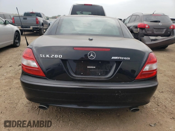 2007 Mercedes-Benz SLK 280 with VIN WDBWK54F17F160166, listed as a Copart auction lot 60133435 with 71,827 mi miles and Salvage title. Bid and sale history available at DreamBid. Image 6.