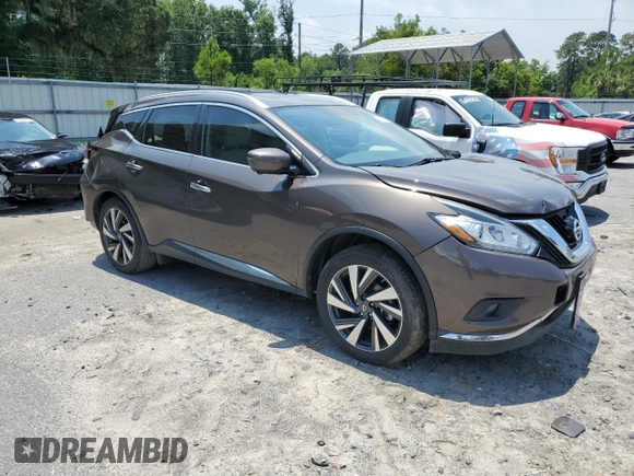 2016 Nissan Murano Platinum with VIN 5N1AZ2MG9GN116593, listed as a Copart auction lot 58756125 with 77,121 mi miles and Salvage title. Bid and sale history available at DreamBid. Image 4.