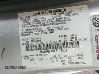 2010 Ford Fusion S with VIN 3FAHP0GA8AR108502, listed as a IAAI auction lot 41904920 with 1 mi miles. Bid and sale history available at carsss.com. Image 9.