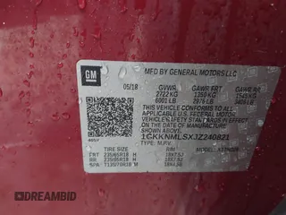 2018 GMC Acadia SLT with VIN 1GKKNMLSXJZ240821, listed as a IAAI auction lot 41522218 with 171,754 mi miles and . Bid and sale history available at carsss.com. Image 9.