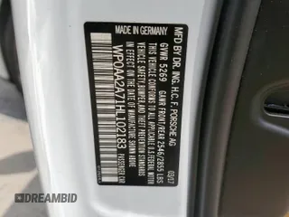 2017 Porsche Panamera с VIN WP0AA2A71HL102183, выставлен на аукционе Copart как лот 57901885 с пробегом 51 605 миль миль и Списание • Salvage title. История ставок и продаж доступна на DreamBid. Изображение 12.