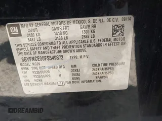 2015 Cadillac SRX Performance Collection z VIN 3GYFNCE30FS549872, wystawiony jako IAAI lot #42201529 z przebiegiem 125 128 mil mil oraz . Historia ofert i sprzedaży dostępna na DreamBid. Obrazek 9.