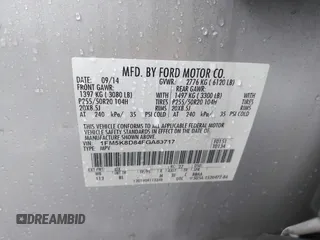 2015 Ford Explorer XLT with VIN 1FM5K8D84FGA83717, listed as a IAAI auction lot 41446111 with 88,876 mi miles and . Bid and sale history available at carsss.com. Image 9.