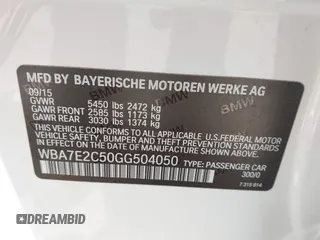 2016 BMW 7 Series 740i с VIN WBA7E2C50GG504050, выставлен на аукционе IAAI как лот 42498517 с пробегом 79 427 миль миль и . История ставок и продаж доступна на DreamBid. Изображение 9.