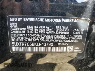 2019 BMW X3 sDrive30i with VIN 5UXTR7C58KLR43790, listed as a Copart auction lot 85580764 with 0 mi miles and Salvage Title. Bid and sale history available at carsss.com. Image 15.