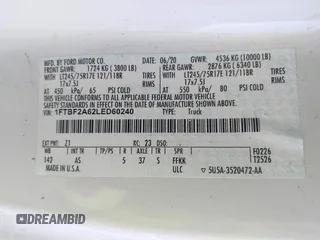 2020 Ford F-250 XL with VIN 1FTBF2A62LED60240, listed as a IAAI auction lot 41842598 with 209,249 mi miles and . Bid and sale history available at DreamBid. Image 9.
