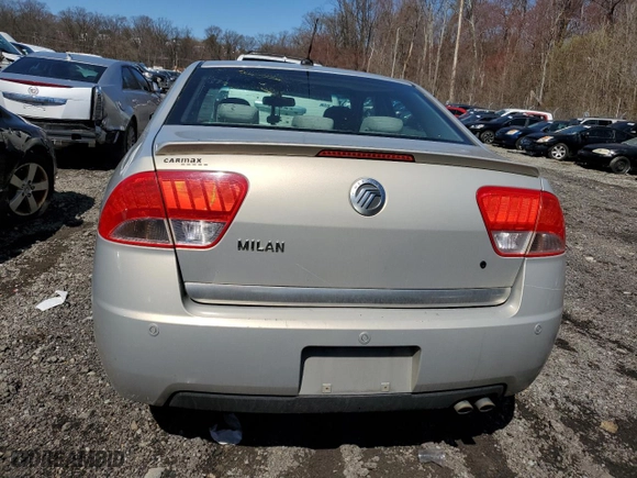 2010 Mercury Milan with VIN 3MEHM0HA5AR635932, listed as a Copart auction lot 49978555 with 0 mi miles and Salvage Title. Bid and sale history available at carsss.com. Image 6.