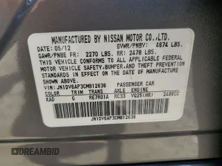 2012 Infiniti G25 Journey with VIN JN1DV6AP3CM812636, listed as a Copart auction lot 58236105 with 86,521 mi miles and Salvage title. Bid and sale history available at DreamBid. Image 12.