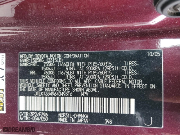2006 Scion xB with VIN JTLKT334964049316, listed as a Copart auction lot 48767475 with 271,686 mi miles and Salvage Title. Bid and sale history available at carsss.com. Image 14.