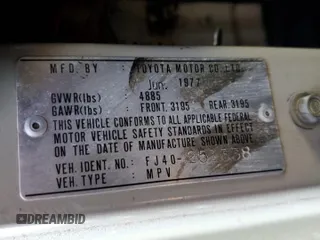 1977 Toyota Land Cruiser z VIN FJ40251338, wystawiony jako Copart lot #74954094 z przebiegiem 83 230 mil mil oraz Szkoda całkowita • Salvage title. Historia ofert i sprzedaży dostępna na DreamBid. Obrazek 13.