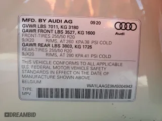 2021 Audi e-tron Premium Plus with VIN WA1LAAGE9MB004943, listed as a Copart auction lot 39321443 with 16,050 mi miles. Bid and sale history available at carsss.com. Image 13.