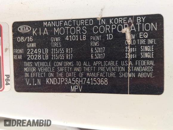 2017 Kia Soul + with VIN KNDJP3A56H7415368, listed as a IAAI auction lot 41835808 with 1 mi miles. Bid and sale history available at carsss.com. Image 9.